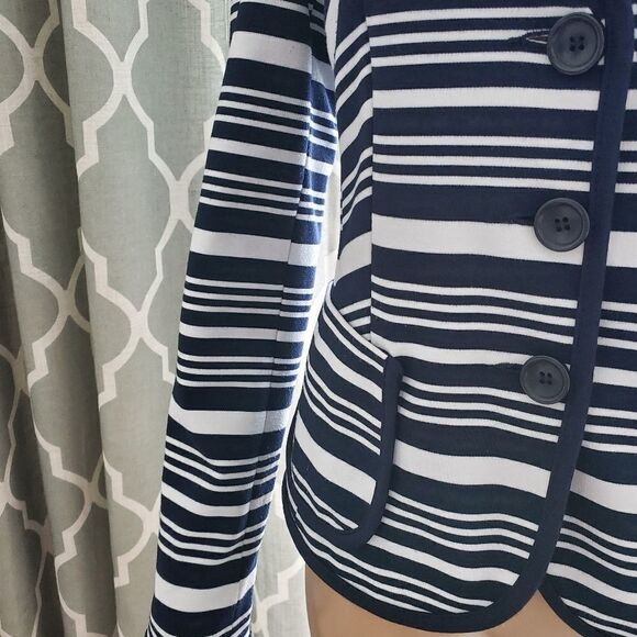 INC women's Striped blazer Navy And White Size 0 - Picture 3 of 8